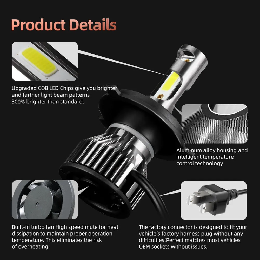 1 Pair Aluminum Car  Led  Headlight Ip68 Waterproof Heatproof
