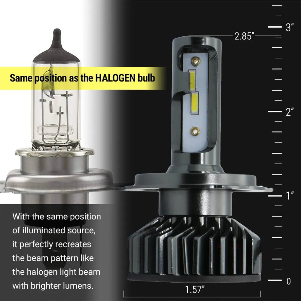 1 Pair Of 9003 H4 Led  Headlight Kit Built-in Fan Super Bright