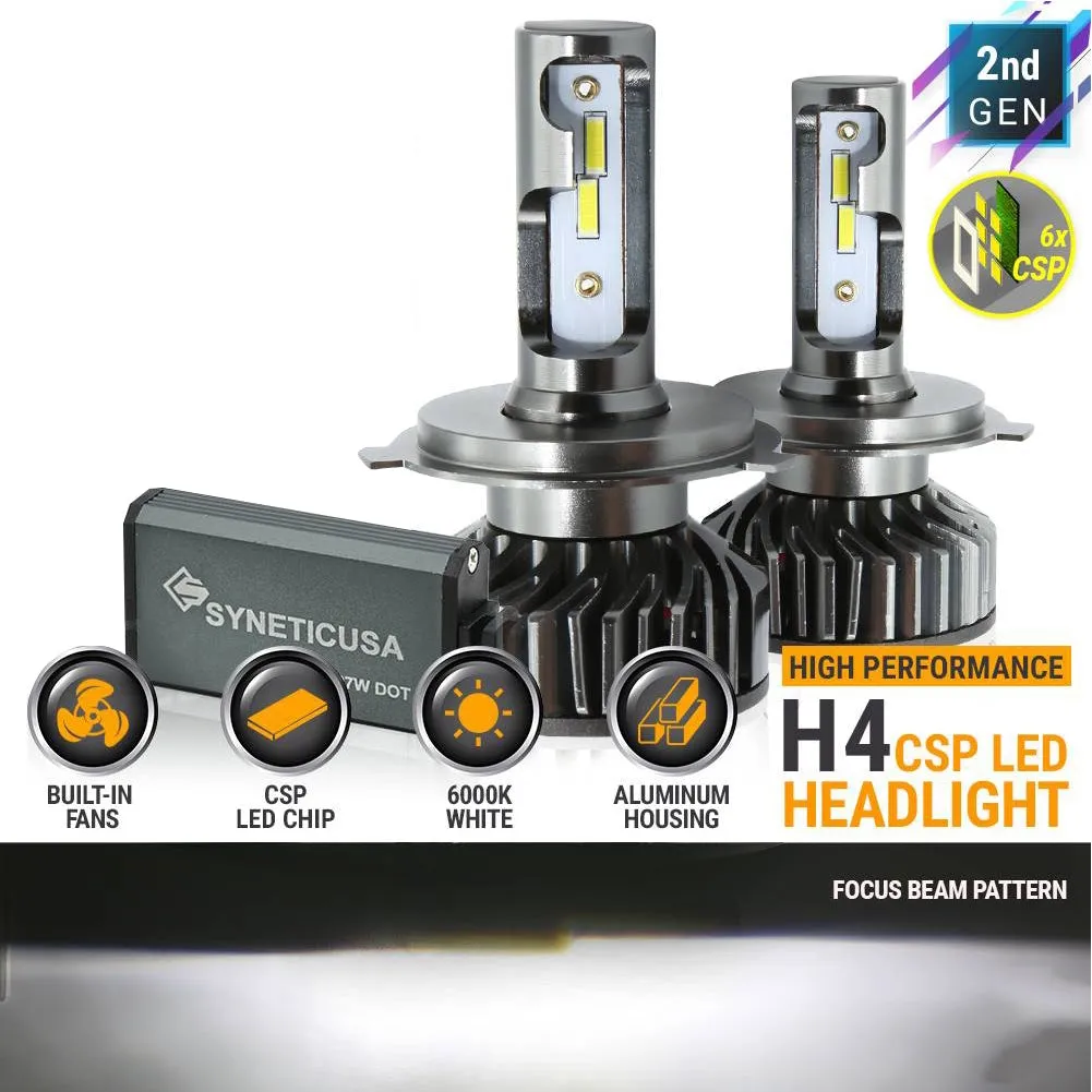 1 Pair Of 9003 H4 Led  Headlight Kit Built-in Fan Super Bright