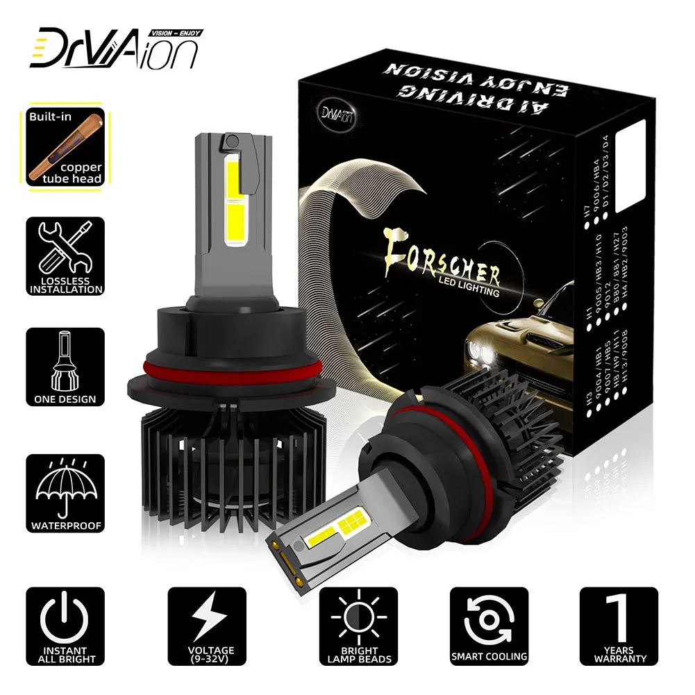 1 Pair Of Car  Led  Headlight Bulbs Ip68 Waterproof