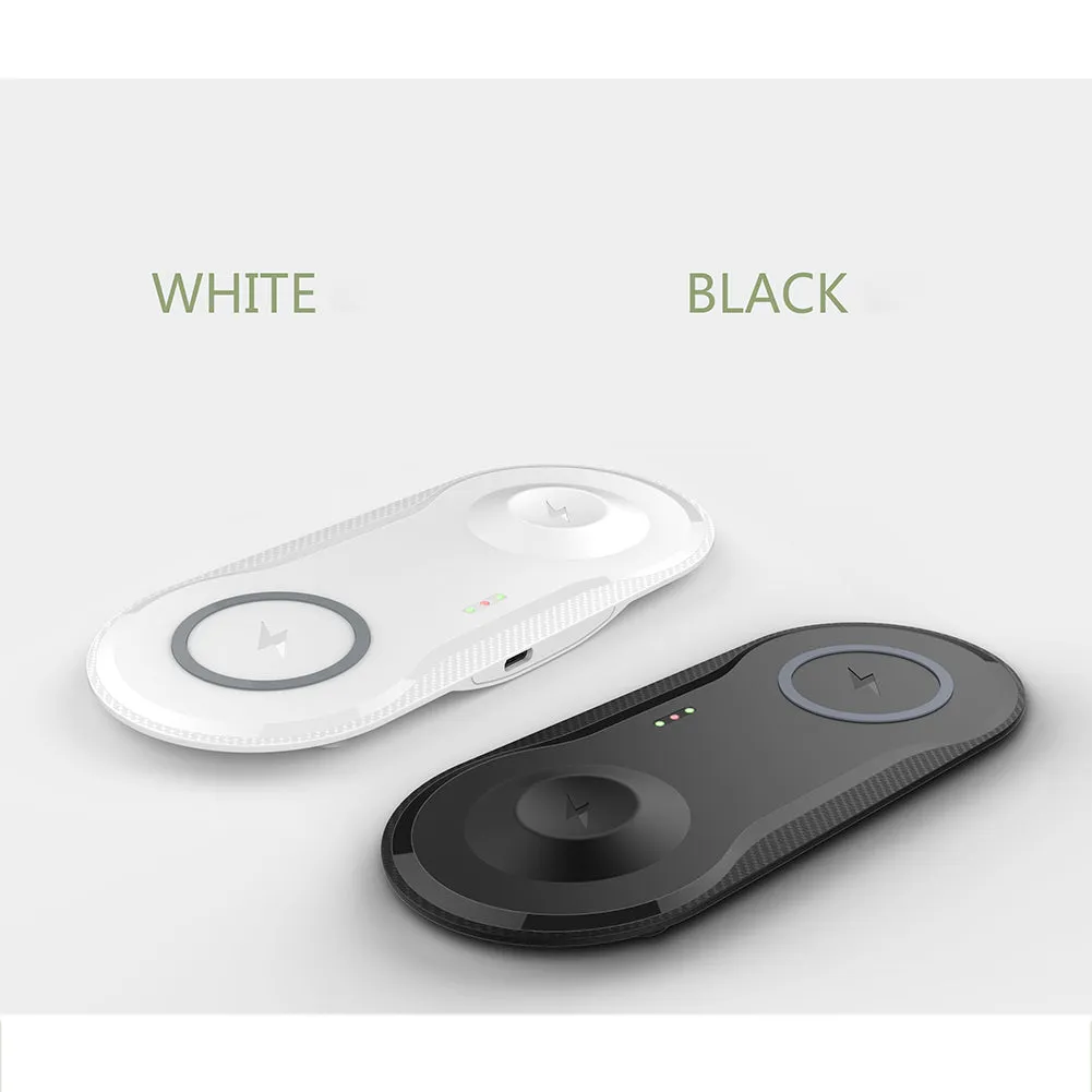 10W Fast Dual Wireless Charger Dock for Qi Enabled Devices