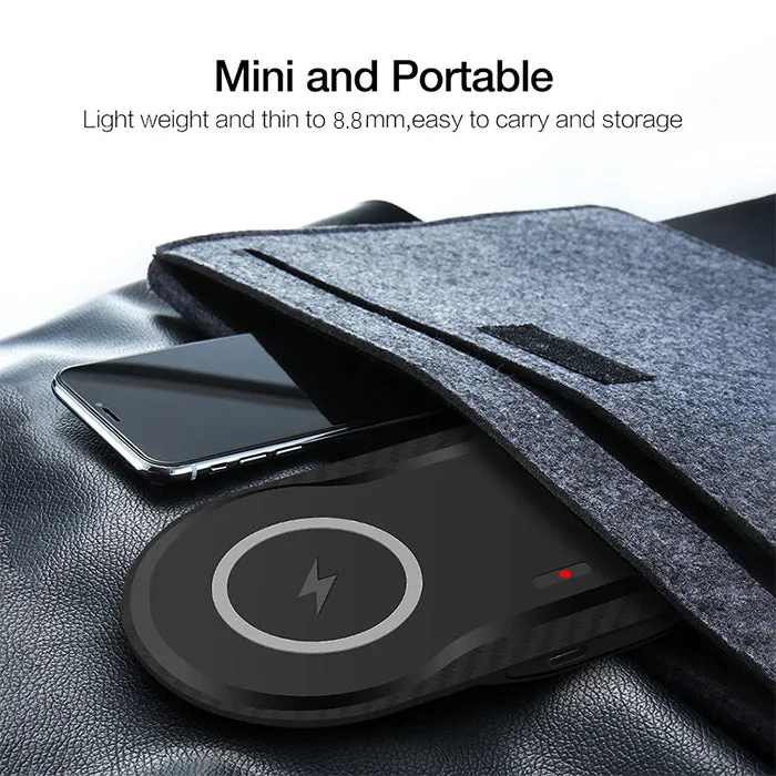 10W Fast Dual Wireless Charger Dock for Qi Enabled Devices