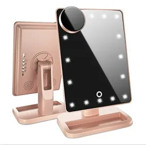 10X magnification, 20 LED lights, Bluetooth music speaker, and lights