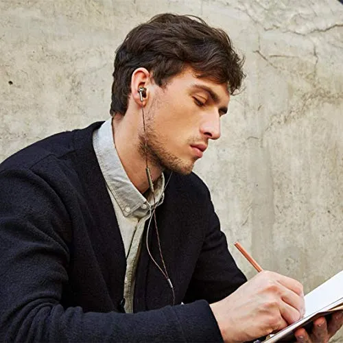 1MORE Quad Driver in-Ear Earphones Hi-Res High Fidelity Headphones Warm Bass, Spacious Reproduction, High Resolution, Mic in-Line Remote Smartphones/PC/Tablet - Silver/Gray