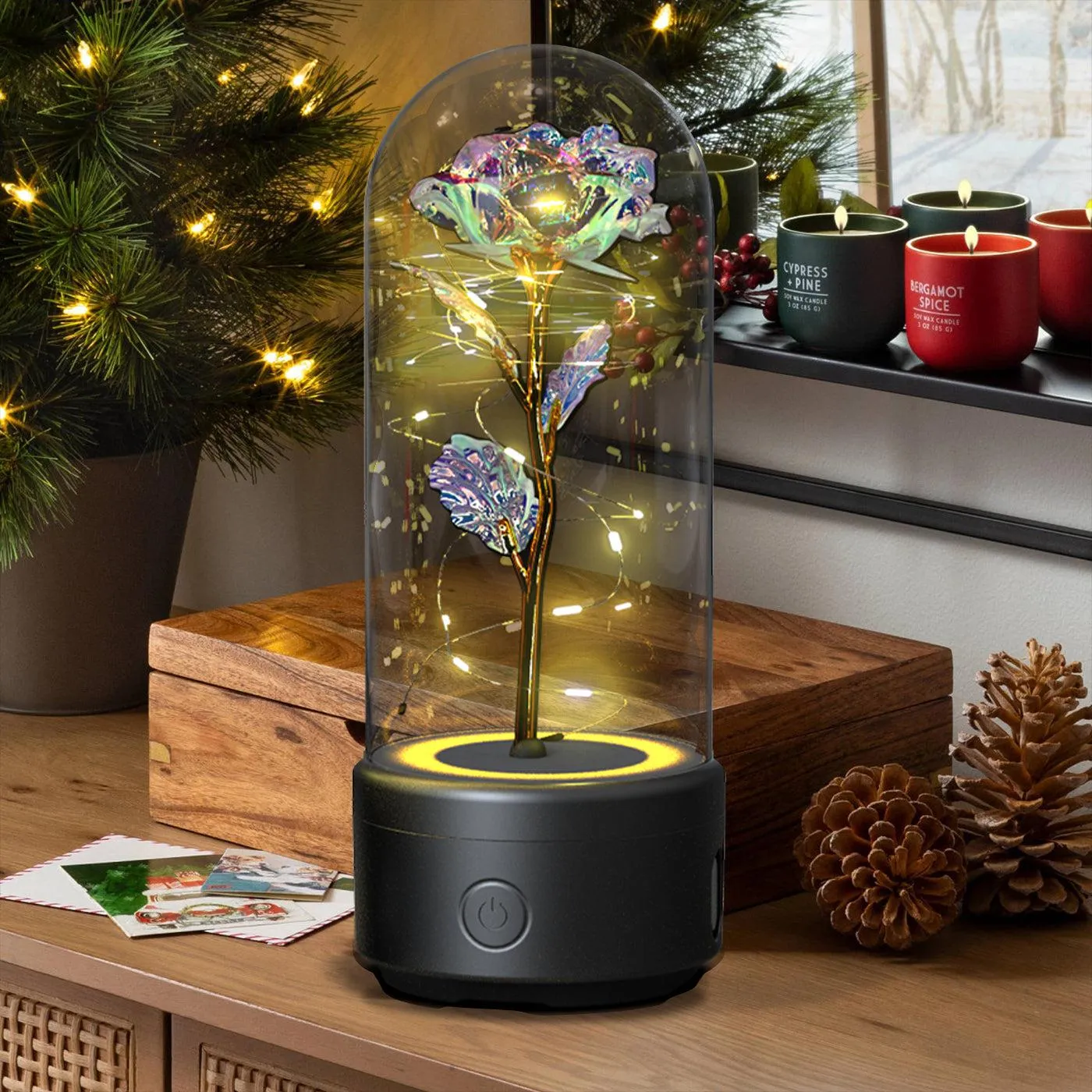 2-in-1 Rose LED Light & Bluetooth Speaker - Perfect Romantic Gift
