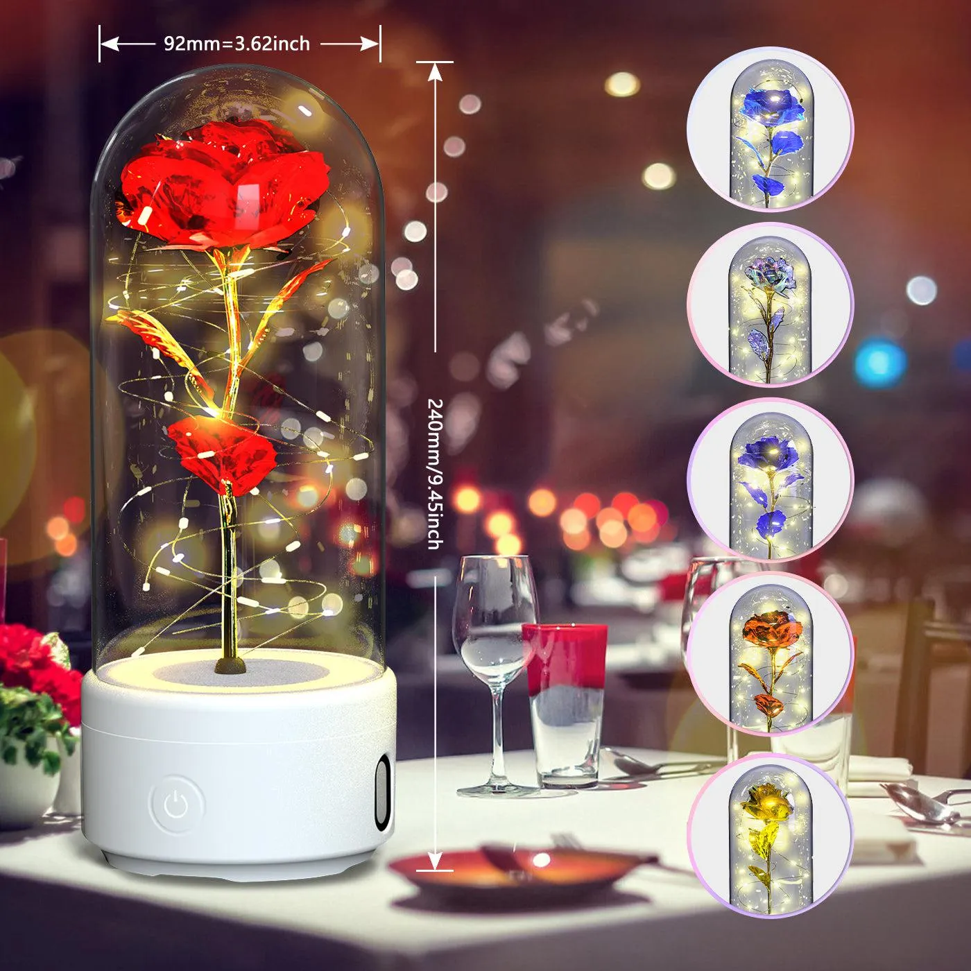 2-in-1 Rose LED Light & Bluetooth Speaker - Perfect Romantic Gift