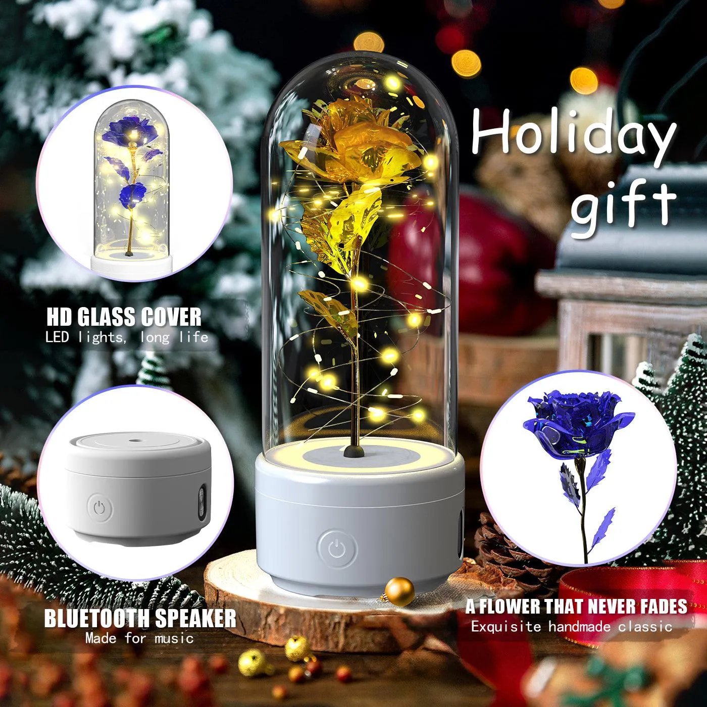 2-in-1 Rose LED Light & Bluetooth Speaker - Perfect Romantic Gift