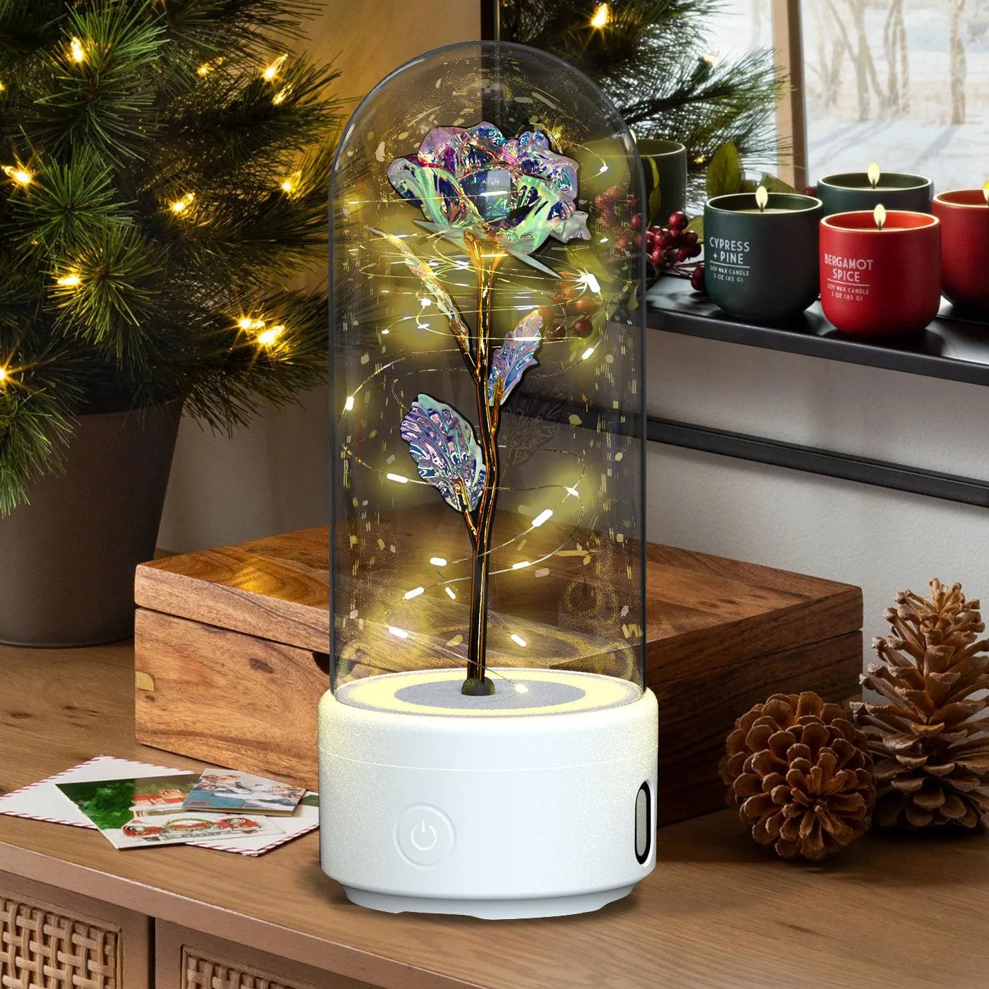 2-in-1 Rose LED Light & Bluetooth Speaker - Perfect Romantic Gift