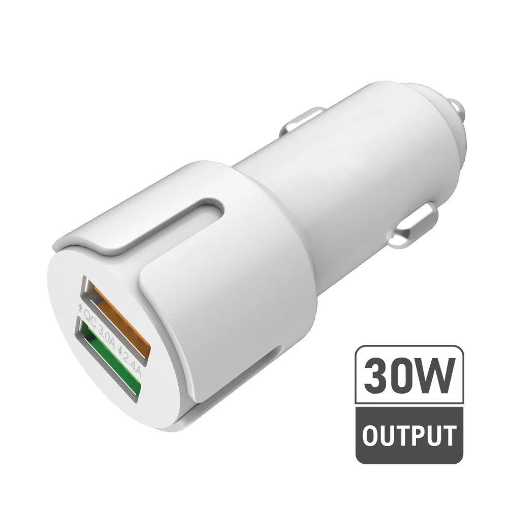 2.4A Fast Charge Car Adapter with QC 3.0 Dual USB Port