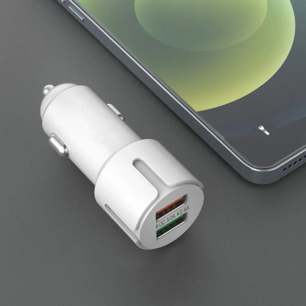 2.4A Fast Charge Car Adapter with QC 3.0 Dual USB Port