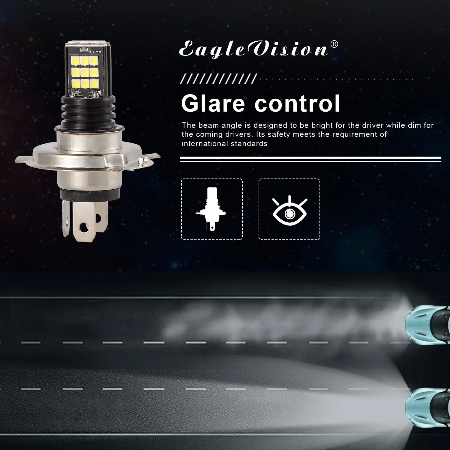 2pcs/set H4/9003 8 Rows 24SMD High Brightness LED Anti-fog Lights