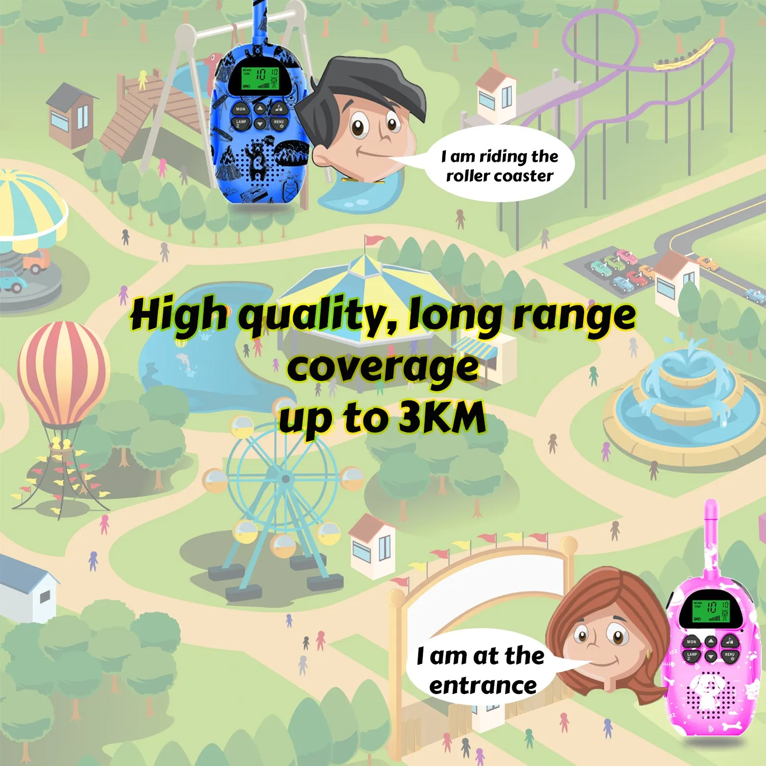 2PK Rechargeable Kids Walkie Talkie with 2PK Additional Cases