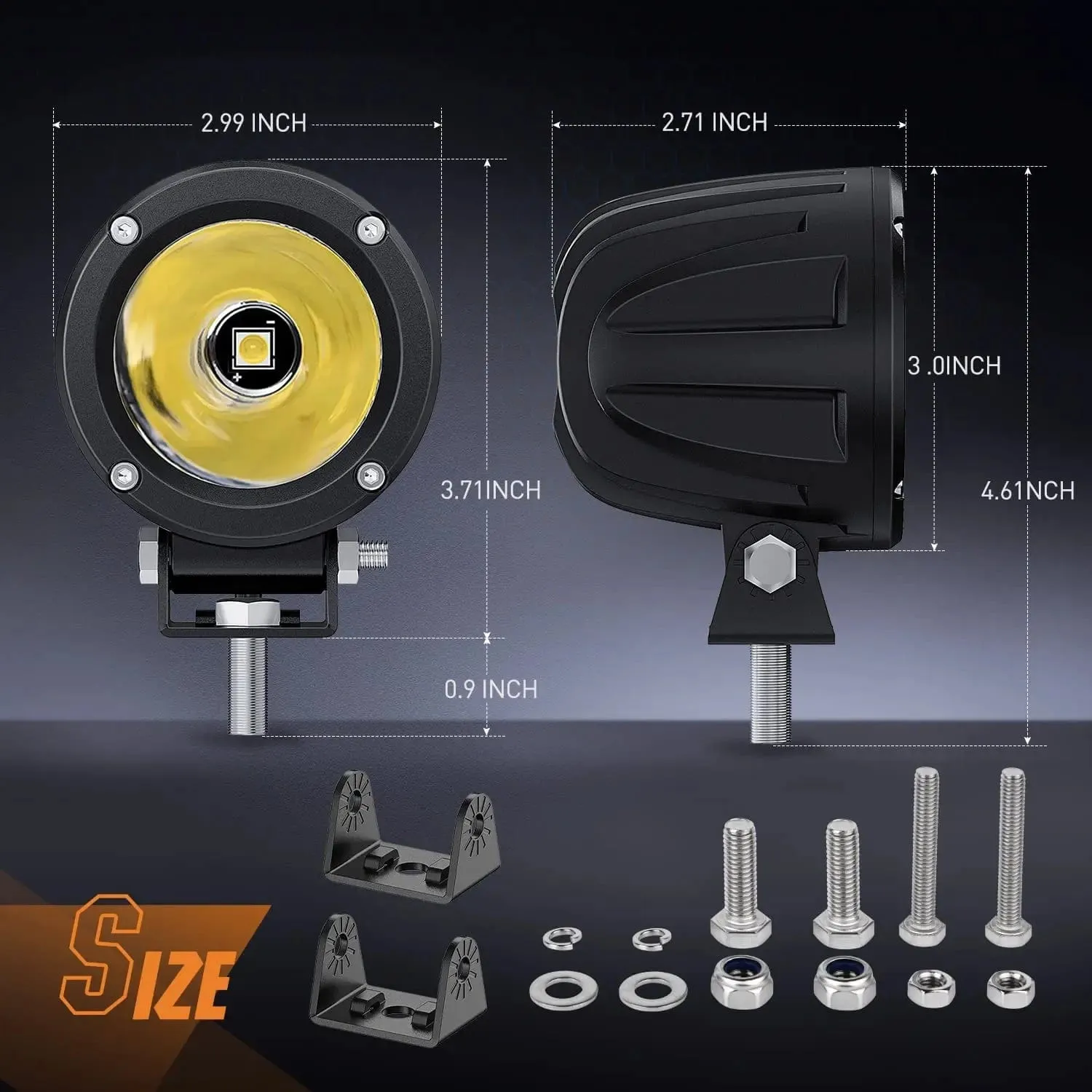 3 Inch 10W 1065LM Spot Round Built-in EMC LED Work Lights (Pair)