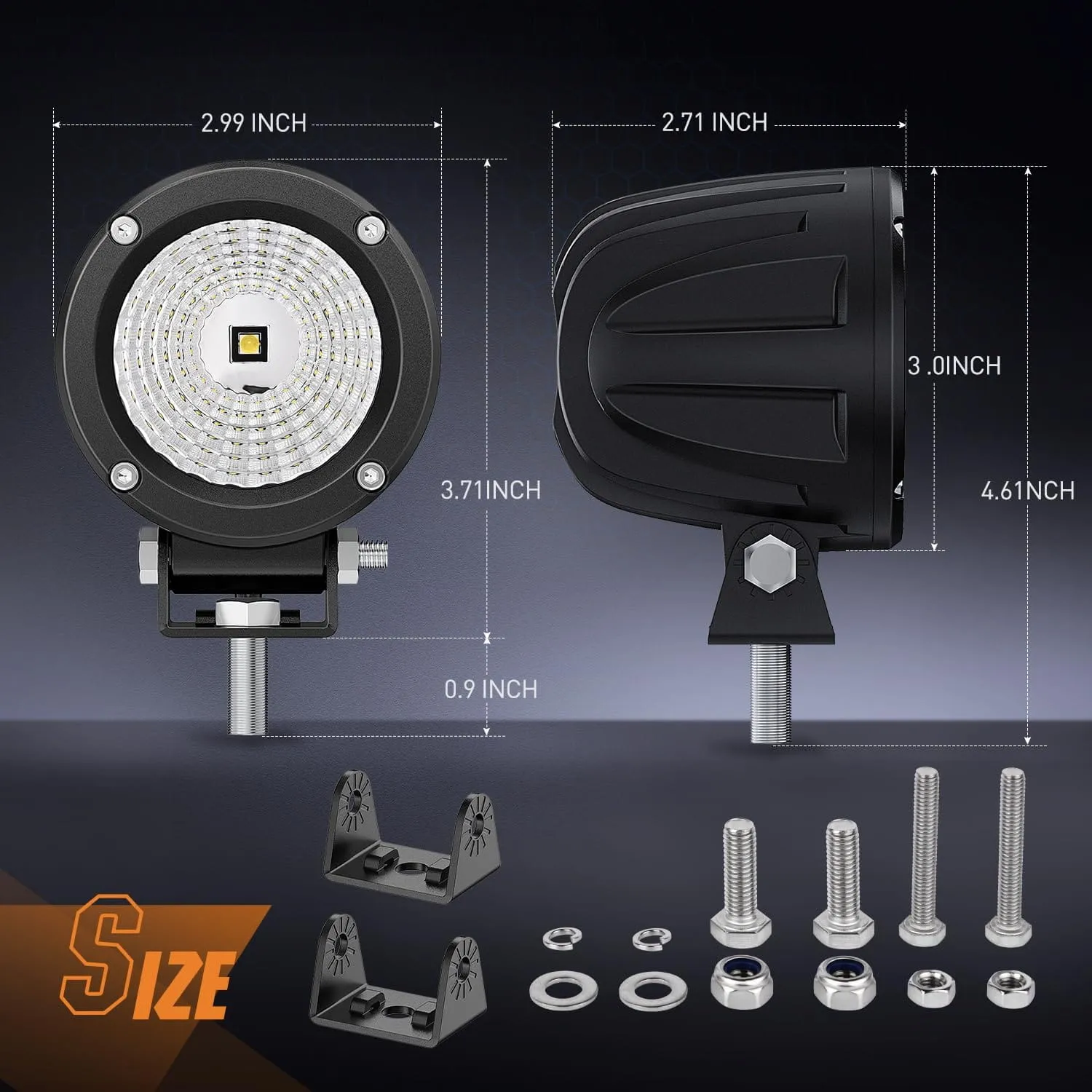 3 Inch 10W 1080LM Flood Round Built-in EMC LED Work Lights (Pair)