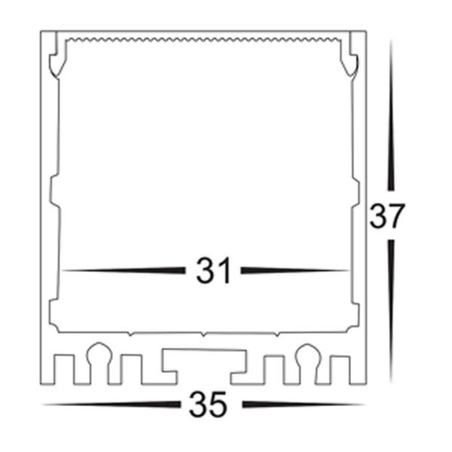35mm x 37mm Black Deep Square Aluiminium LED Profile Havit Lighting - HV9693-3537-BLK