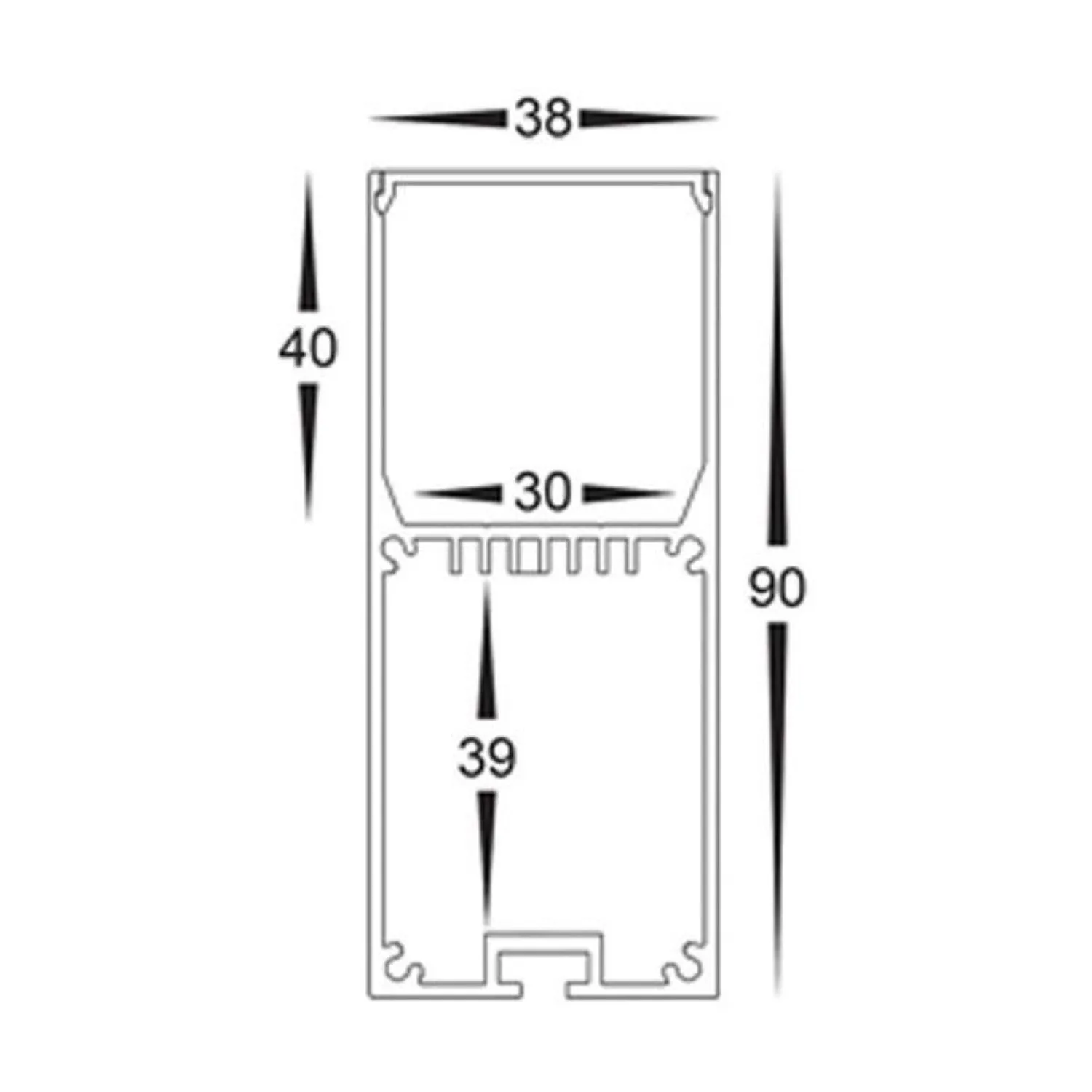 38mm x 90mm Silver Large Deep Square Aluminium LED Profile Havit Lighting - HV9693-3890