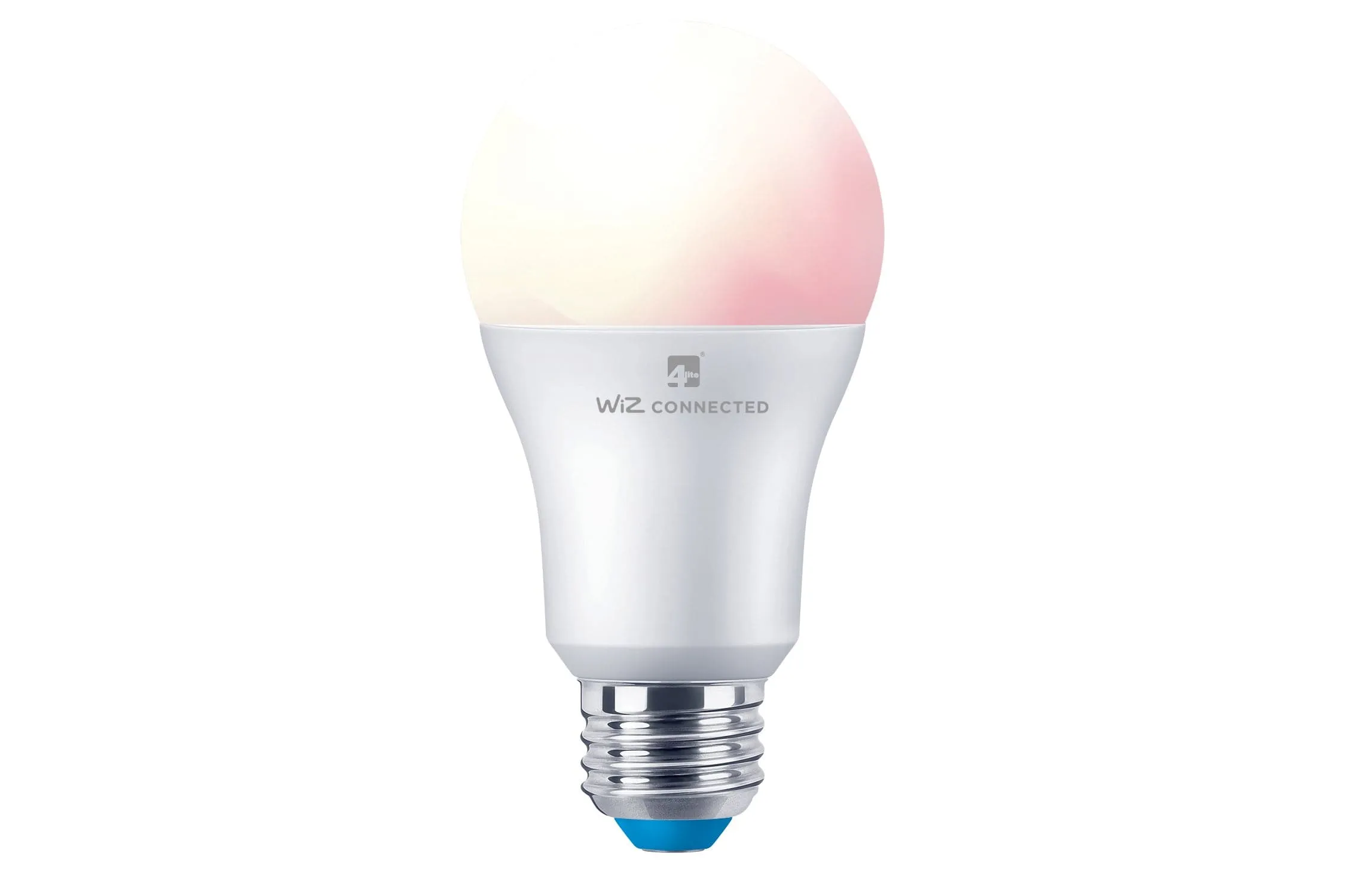 4lite Wiz Connected 3-Pin UK Smart Plug Twin Pack with A60 Multicolour Dimmable E27 Large Screw Smart Bulb
