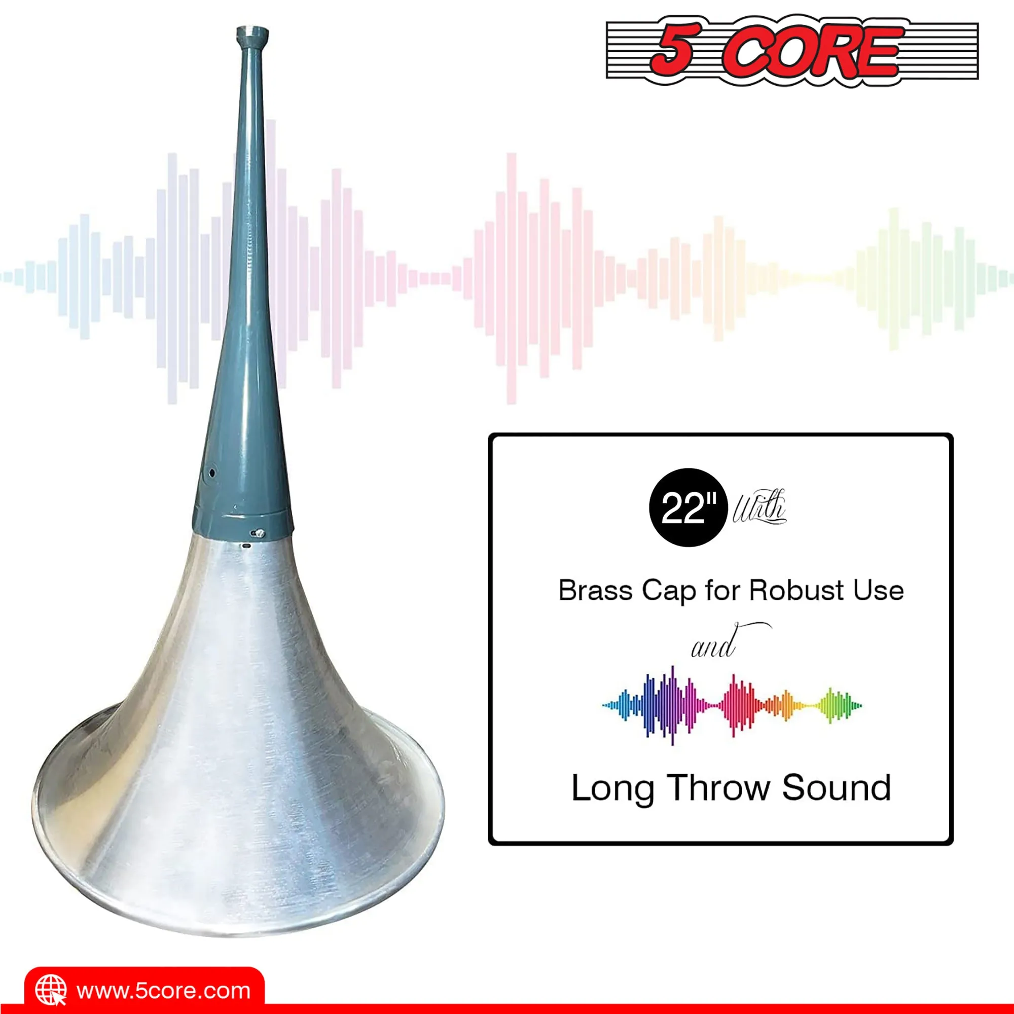 5 Core PA Horn Speaker 400W PMPO Compression Driver in 22 Inch Trumpet Throat Loud Audio System