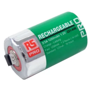 5 Pack of RS Pro 2/3A 1200mAh 1.2V NiMH Rechargeable Battery 221-046