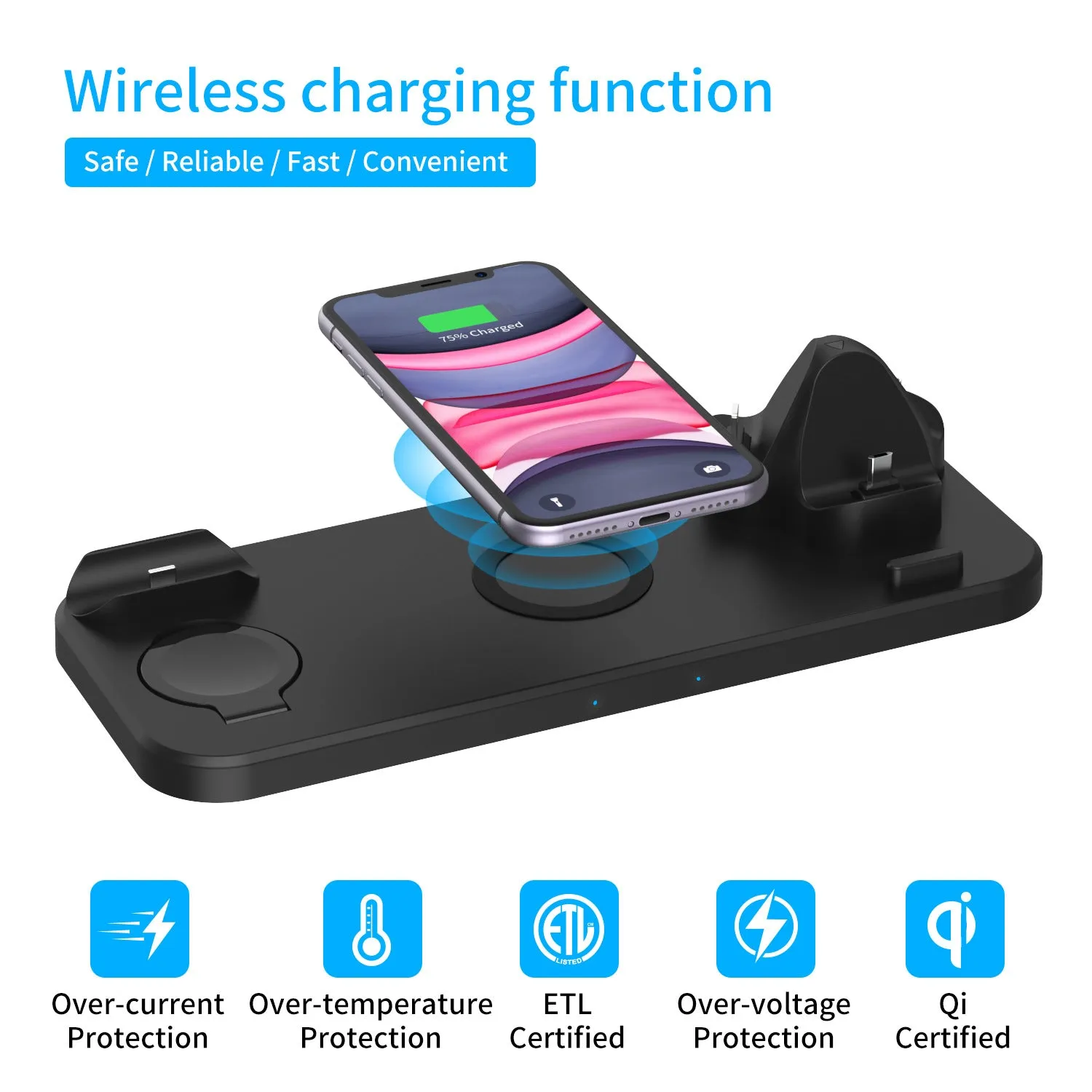 6 in 1 Wireless Charging Station Dock for Apple Android