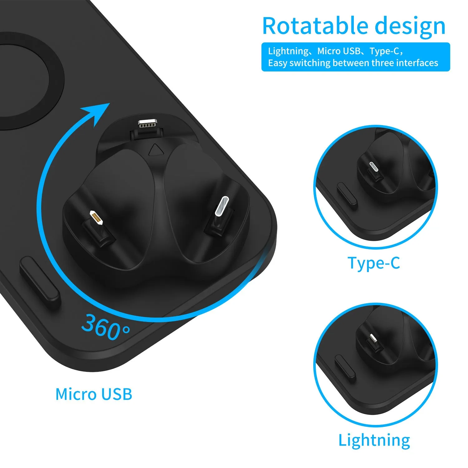 6 in 1 Wireless Charging Station Dock for Apple Android