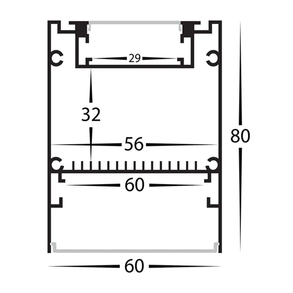 60mm x 80mm Black Deep Square Up and Down Aluminium LED Profile Havit Lighting - HV9693-6080-BLK