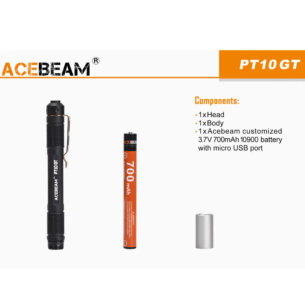 Acebeam PT10-GT Pen Light Flashlight 400 Lumen Samsung LED Rechargeable Light