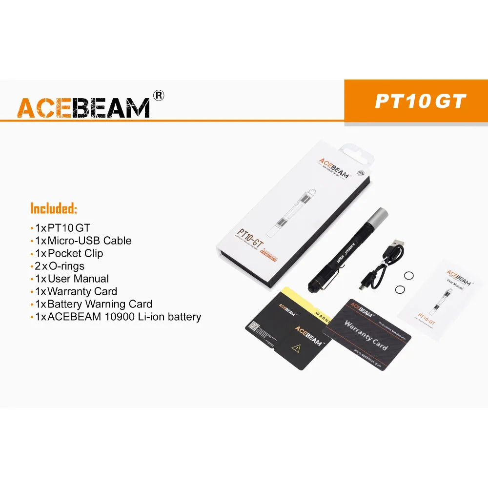 Acebeam PT10-GT Pen Light Flashlight 400 Lumen Samsung LED Rechargeable Light