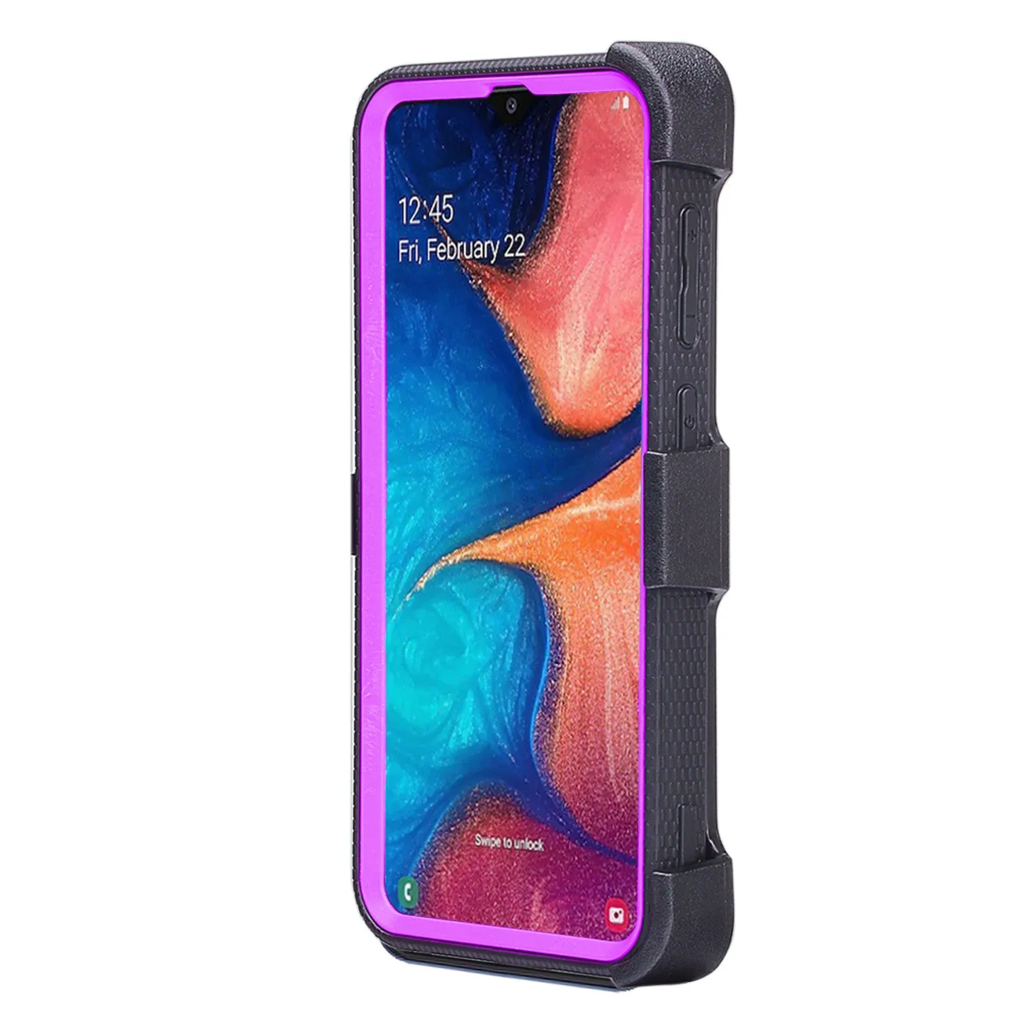 Alcatel 3V (2019) Case, Triple Protection 3-1 w/ Built in Screen Protector Heavy Duty Holster Shell Combo Clip Cover - Purple
