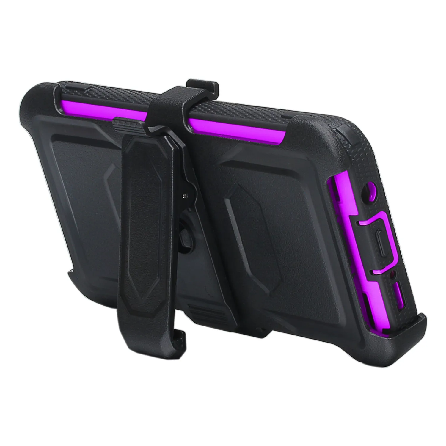 Alcatel 3V (2019) Case, Triple Protection 3-1 w/ Built in Screen Protector Heavy Duty Holster Shell Combo Clip Cover - Purple