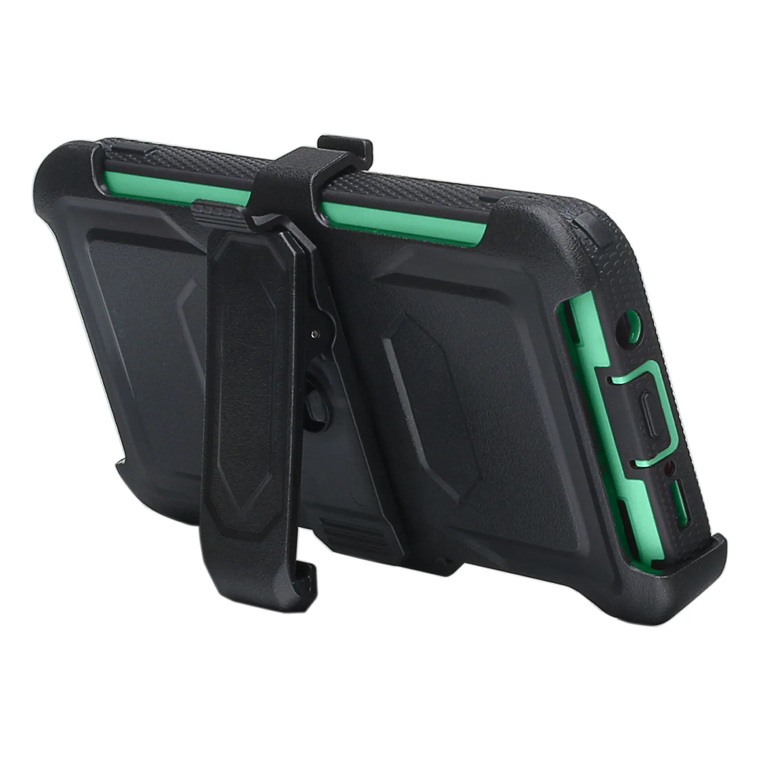 Alcatel 3V (2019) Case, Triple Protection 3-1 w/ Built in Screen Protector Heavy Duty Holster Shell Combo Clip Cover - Teal