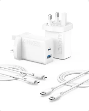 Anker USB C Charger, iPhone Charger, 2-Pack 20W Dual Port USB Fast Charger Plug, Type C Charger for iPhone 15/15 Pro/15 Pro Max/14/13/12, iPad, AirPods, and More (2-Pack 5 ft USB-C Cables Included)