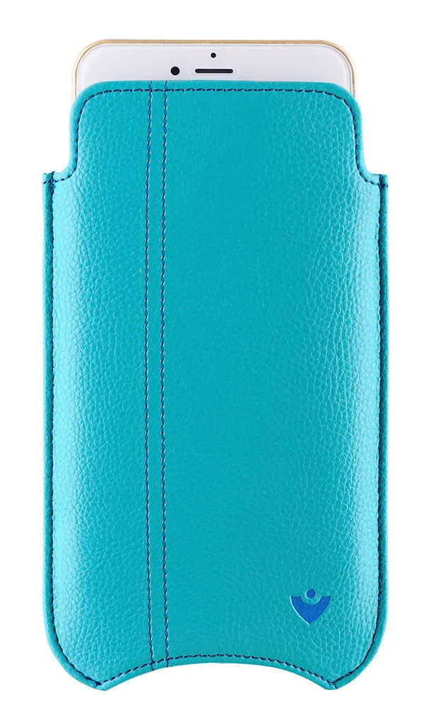 Apple iPhone 13 Pro Max Wallet Case in Teal Blue Vegan Leather | Screen Cleaning Sanitizing Lining