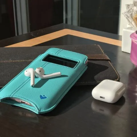 Apple iPhone 15 Pro Max Wallet Case in Teal Blue Vegan Leather | Screen Cleaning Sanitizing Lining | Smart Window