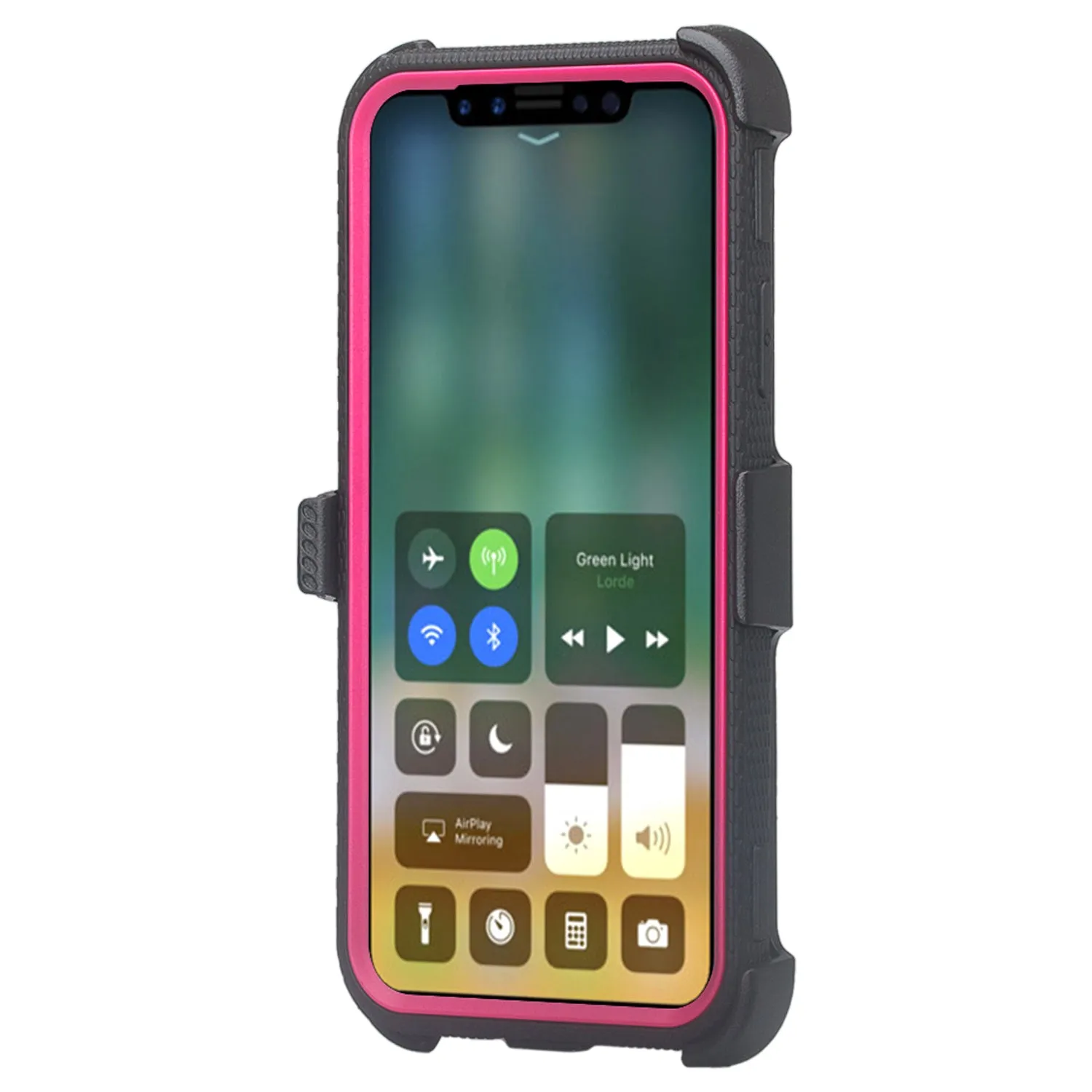 Apple iPhone X | iPhone Ten Case,  Triple Protection 3-1 w/ Built in Screen Protector Heavy Duty Holster Shell Combo Case - Hot Pink