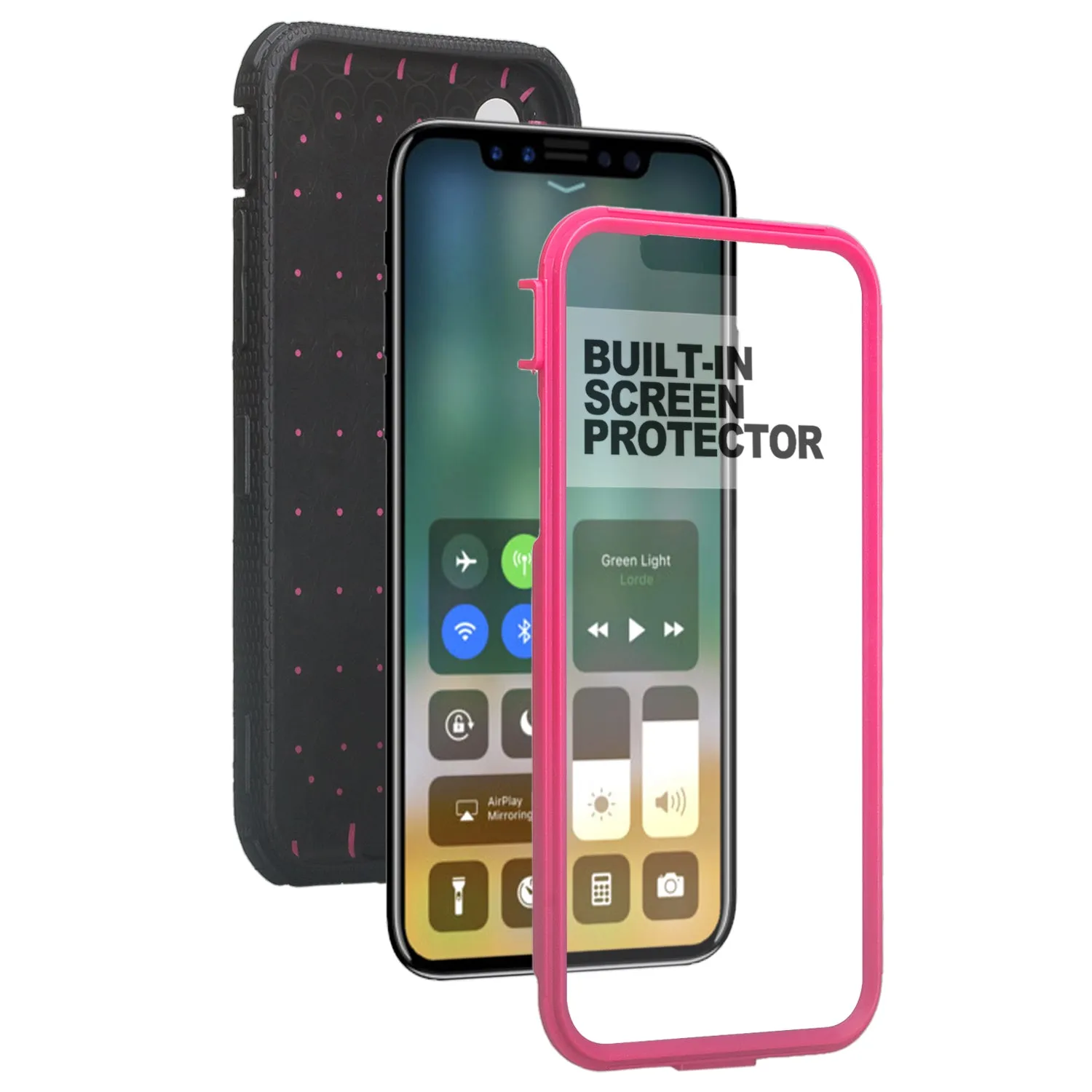Apple iPhone X | iPhone Ten Case,  Triple Protection 3-1 w/ Built in Screen Protector Heavy Duty Holster Shell Combo Case - Hot Pink