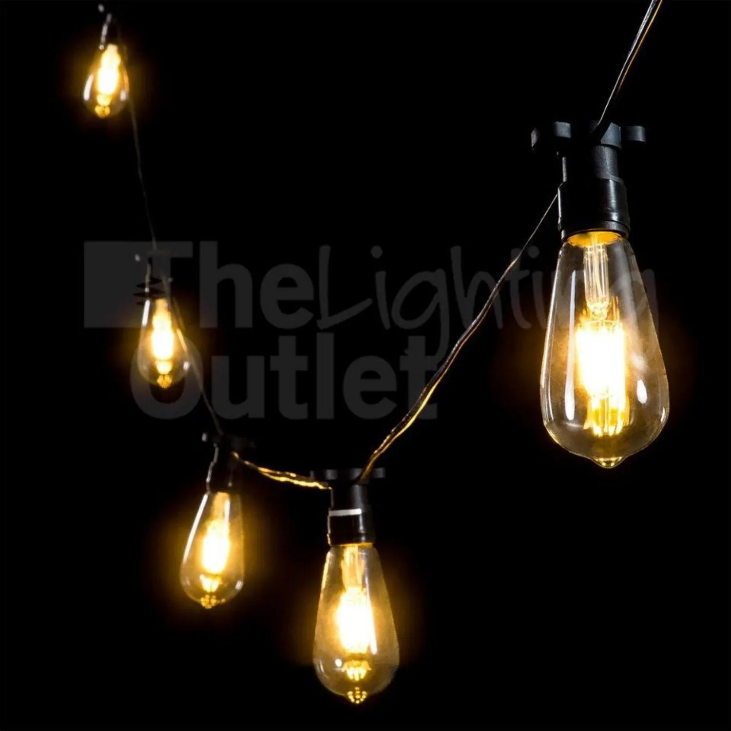Black 10 or 20 Meter Festoon Lighting 4w Pear LED Globes included - PL-Fest10 PL-GLOBE-ST64-4w