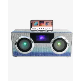 Blue Bling Mini Boombox - Bluetooth w/LED  Lights