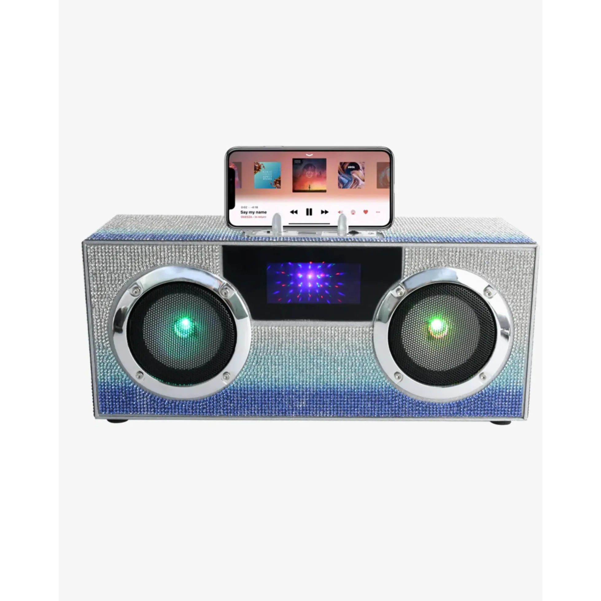 Blue Bling Mini Boombox - Bluetooth w/LED  Lights