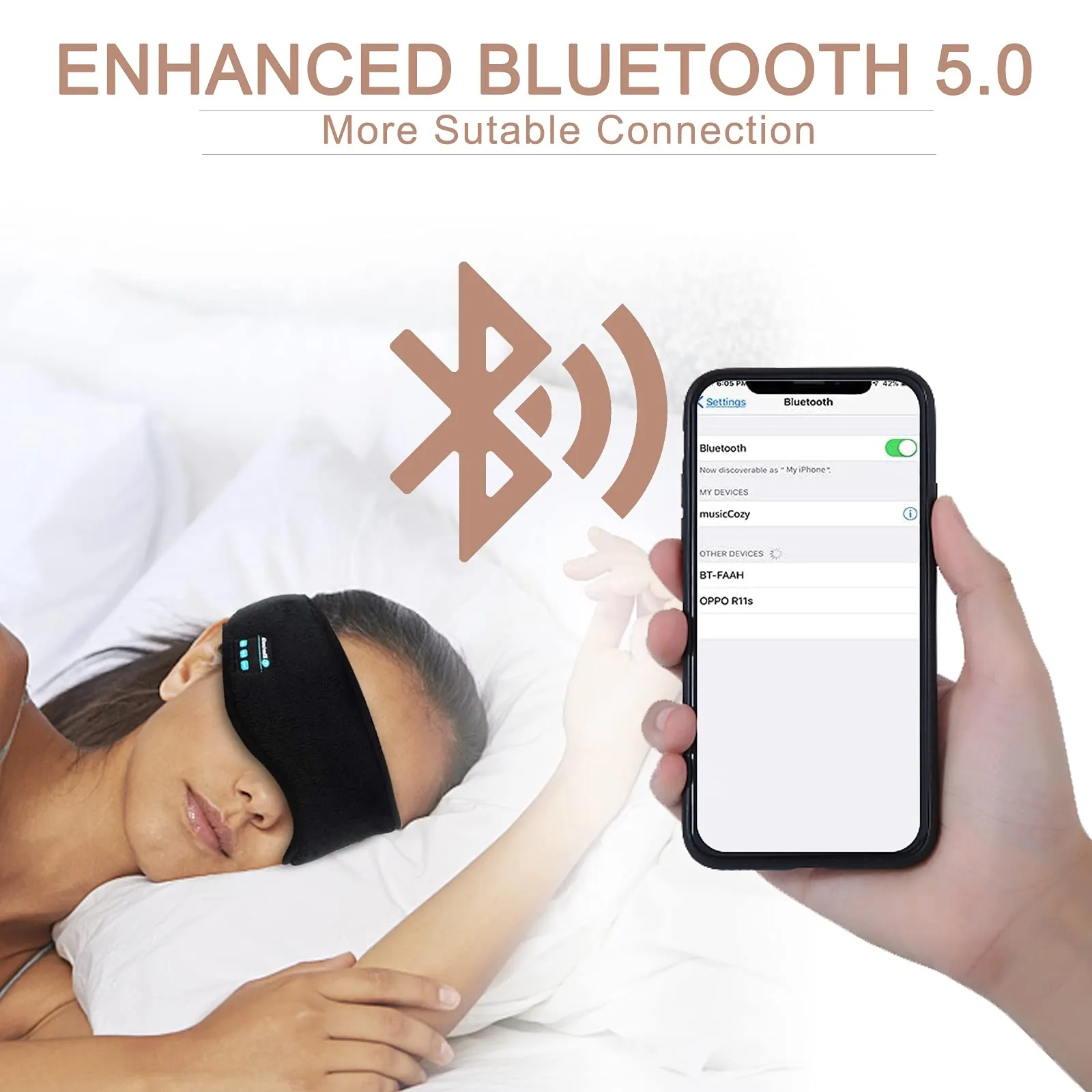 Bluetooth Eye-Mask Sleep Headphones, Wireless Music Sleep Mask Noise Cancelling Sleeping Headphone Washable Perfect for Men Women Sleeping/Travel/Meditation