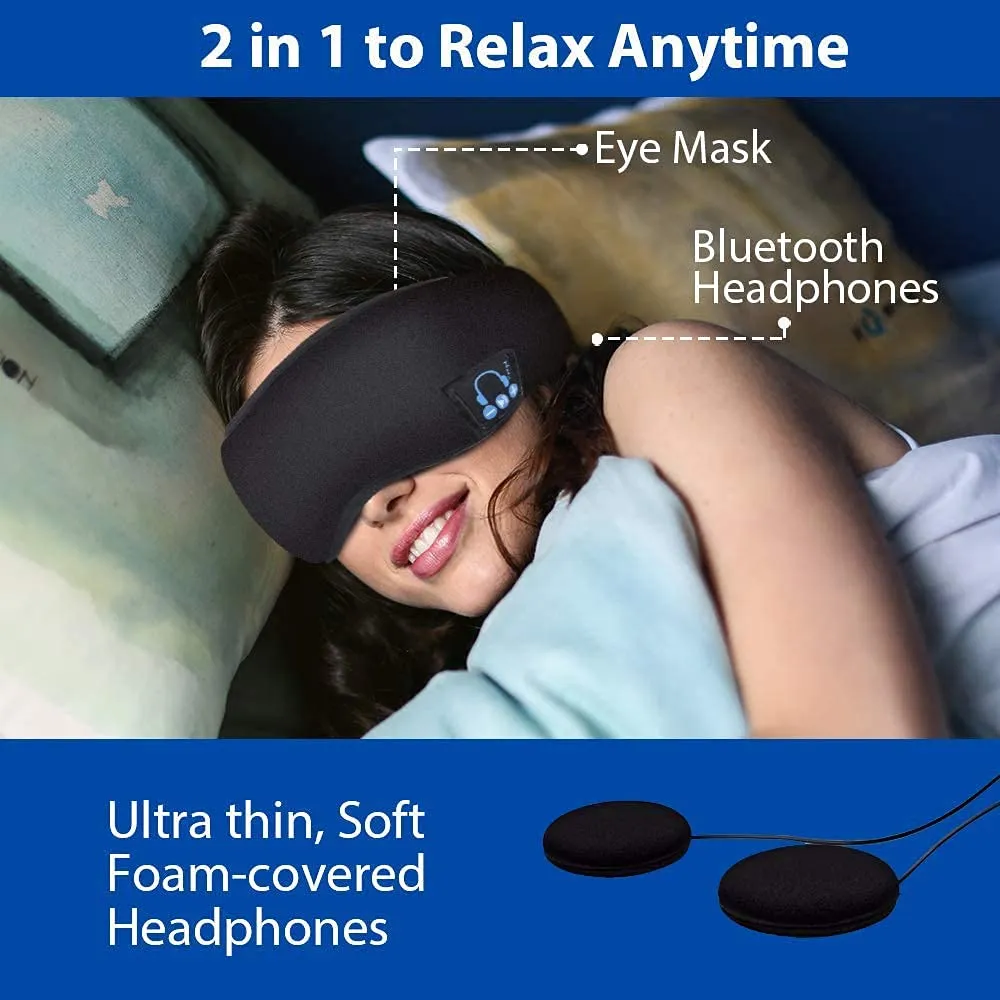 Bluetooth Eye-Mask Sleep Headphones, Wireless Music Sleep Mask Noise Cancelling Sleeping Headphone Washable Perfect for Men Women Sleeping/Travel/Meditation
