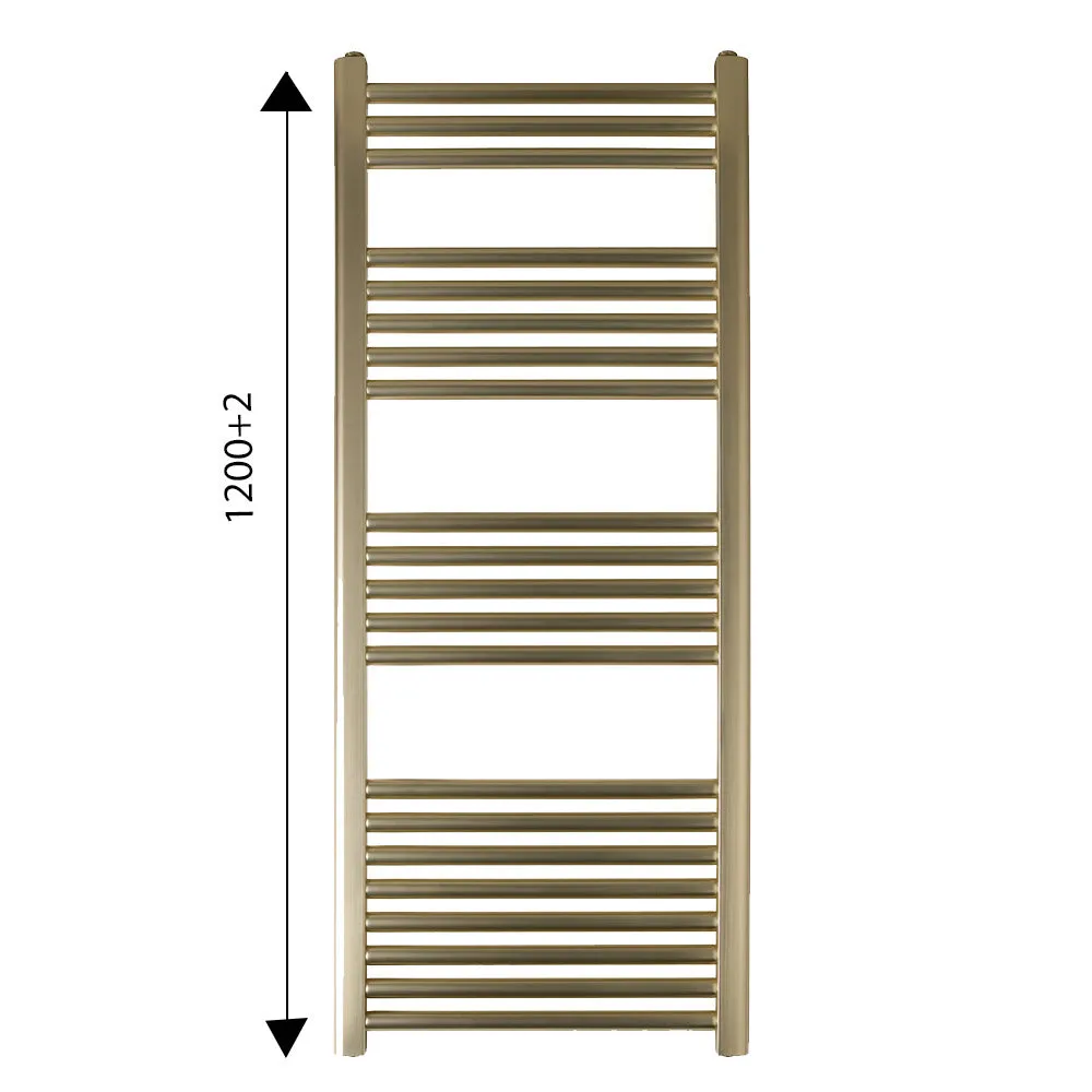 Brushed Brass Bathroom Combo: Bath Filler Tap, Shower Handle, Panel Valves, Heated Towel Rail, and Radiator Valves