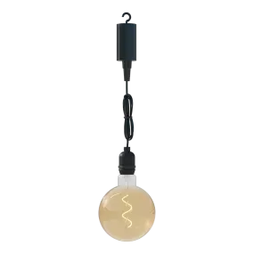 Calex Outdoor Pendant - Filament - G125 - 1W - Battery - Amber/Black