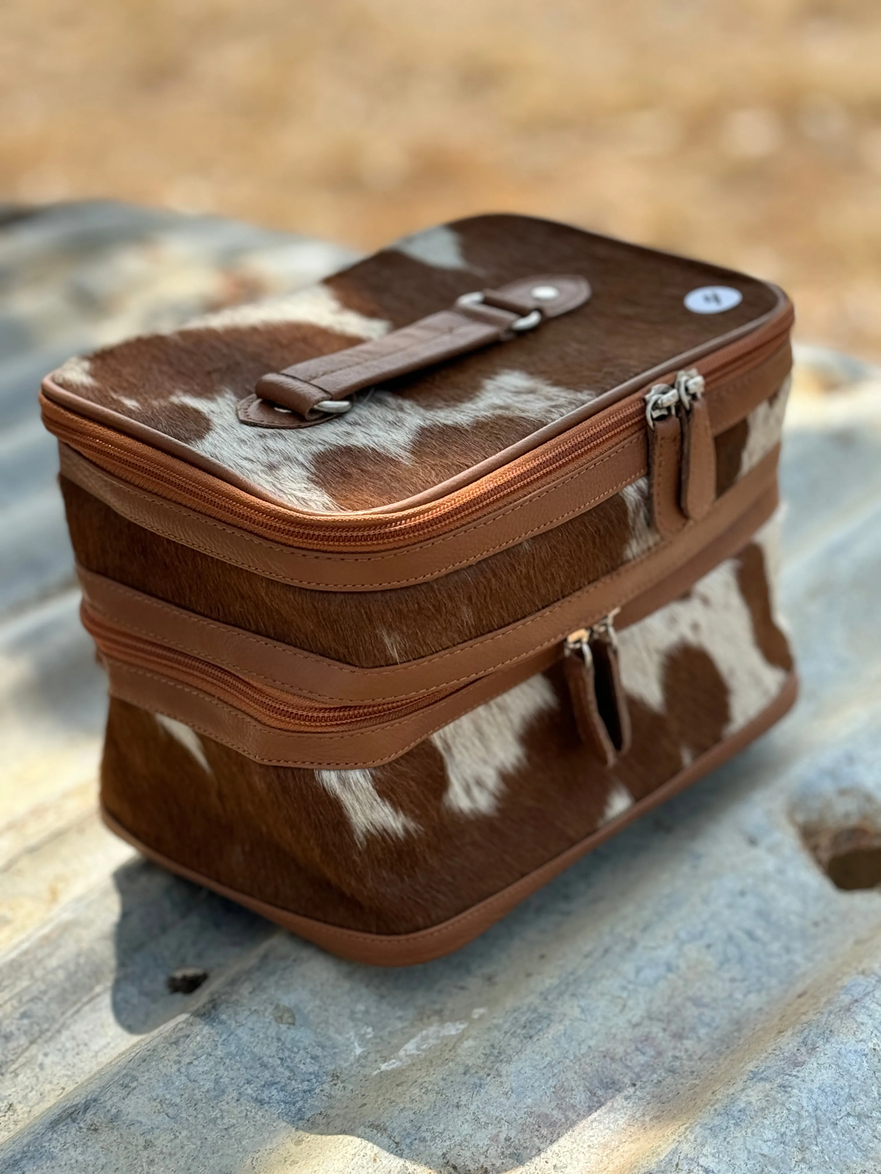 Cowhide Beauty Case #4 Tan