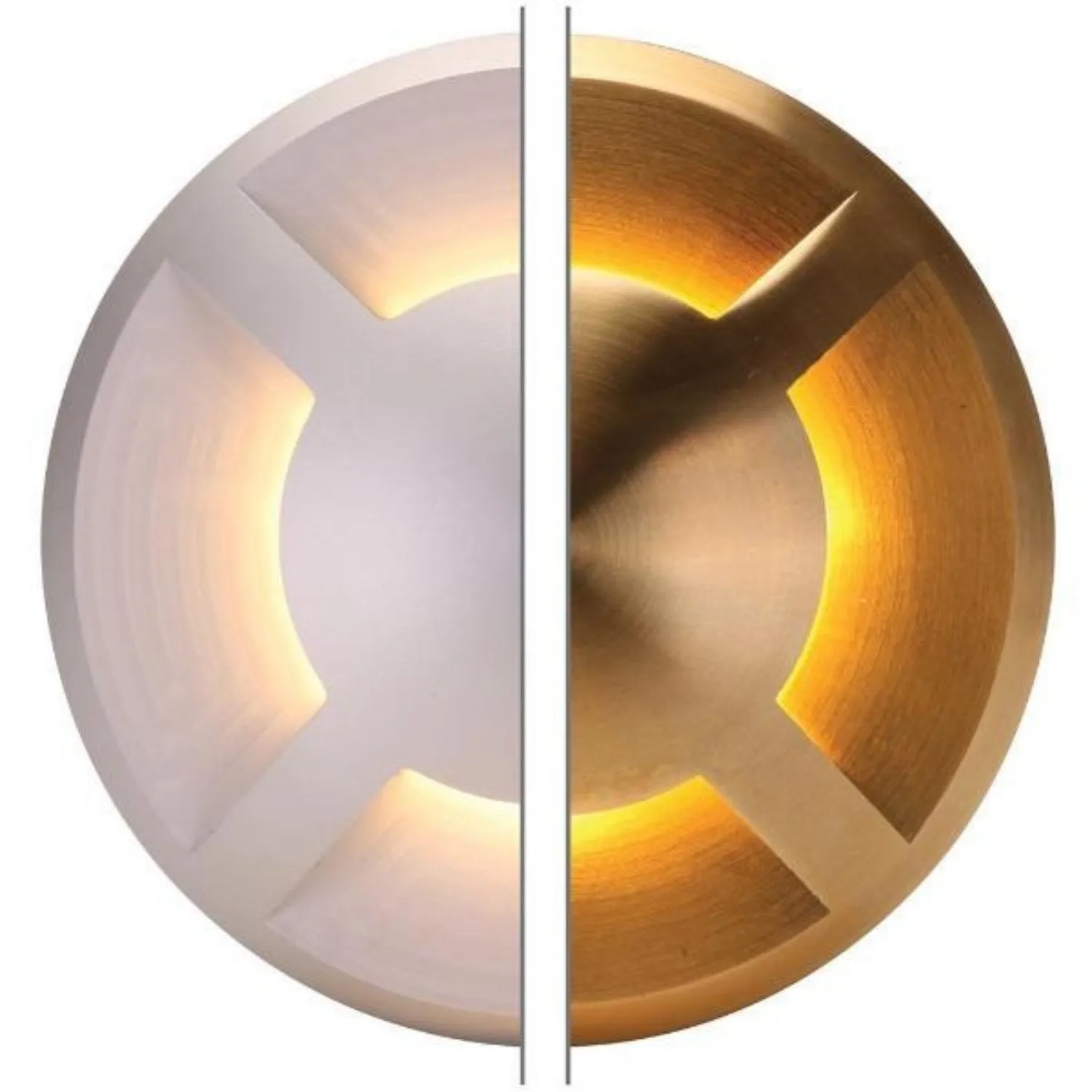 DEKA Four-Way LED inground Light Cover in Aluminium or Brass