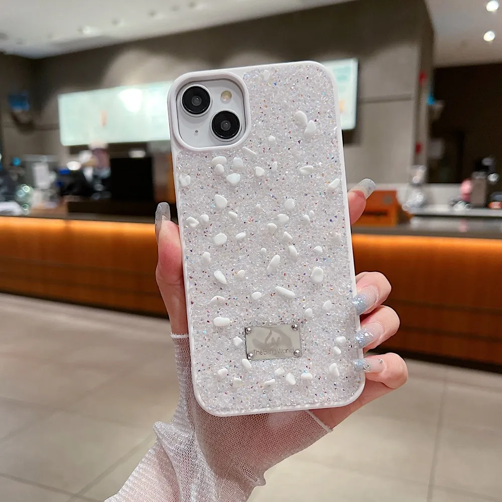 Diamond Studded Pattern Glittery Phone Case - iPhone 15 Plus