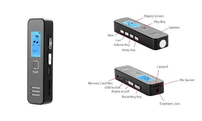Digital Voice Recorder Audio Dictaphone MP3 Player