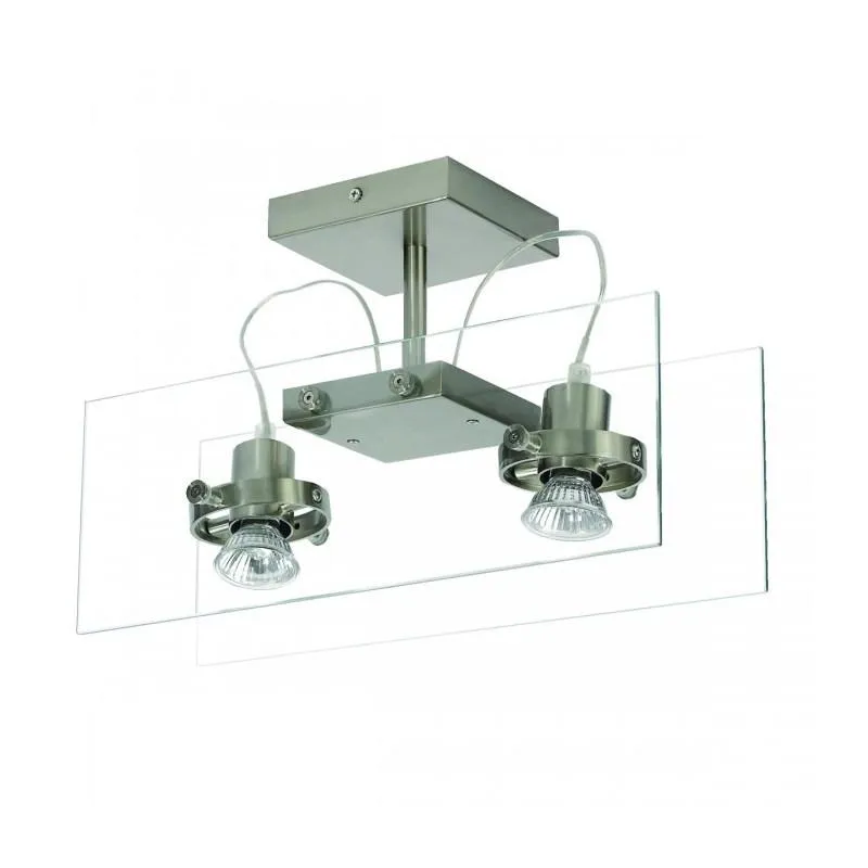 Double Bar Ceiling Spotlight GU10 in Satin Chrome Superlux Lighting - SGU10-B2-SC