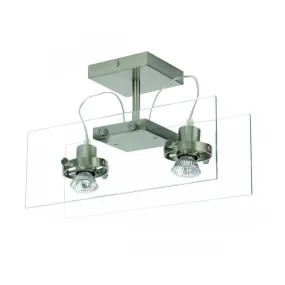Double Bar Ceiling Spotlight GU10 in Satin Chrome Superlux Lighting - SGU10-B2-SC