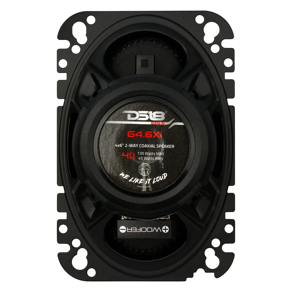 DS18 GEN-X 4x6" 2 Way Coaxial Speaker Pair 135W Max Power 45W RMS 4 Ohm G4.6XI